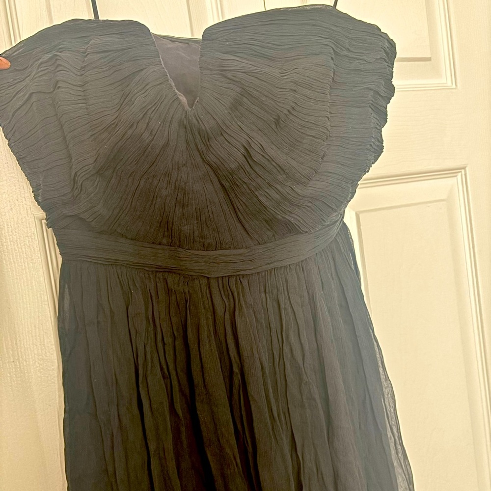 100% Silk Floor Length Black Gown J Crew